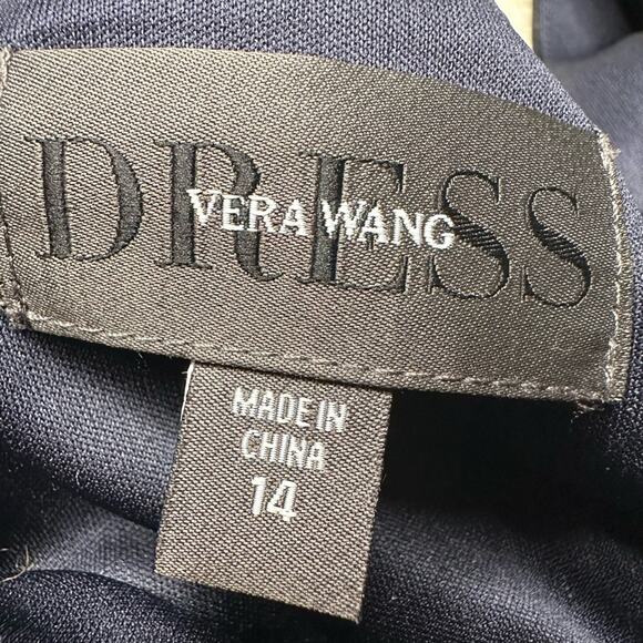 Vera Wang Black Asymmetrical Ruched Cocktail Dress - Picture 3 of 5